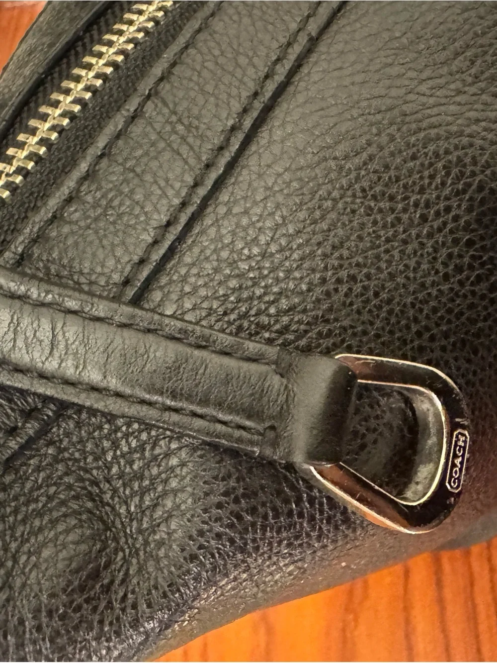 Coach Black Pebbled Leather Hobo Shoulder Bag with Tassel